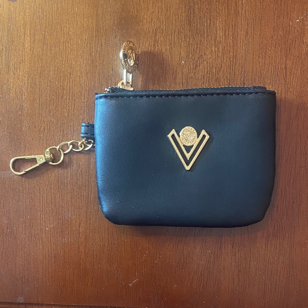 Chic Black Coin Pouch with Gold Detail